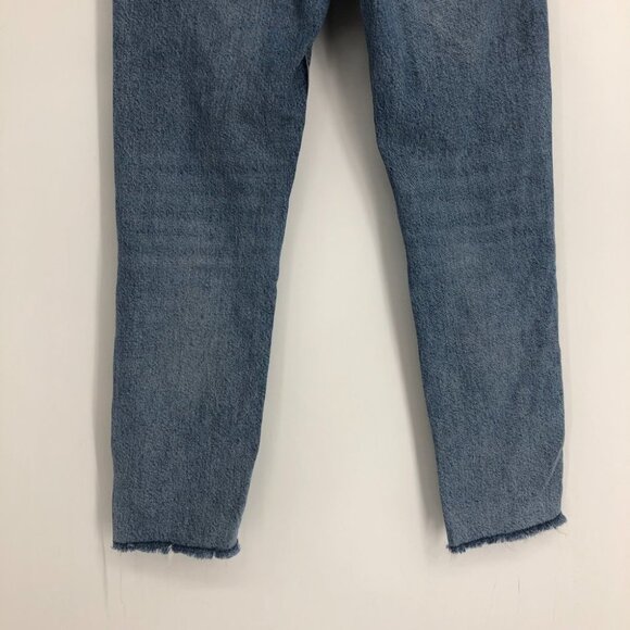 Zara Medium Wash straight leg High Rise cropped  Raw Hem Jeans size 30. - Picture 8 of 15